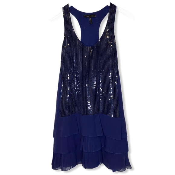 BCBGMaxAzria Dresses & Skirts - BCBGMaxAzria Navy Blue Sequin Racerback Tank Dress